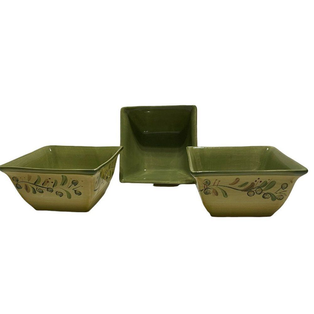 3- pier one square bowl olive Design Cereal Soup Dessert Pasta Noodle Italian
